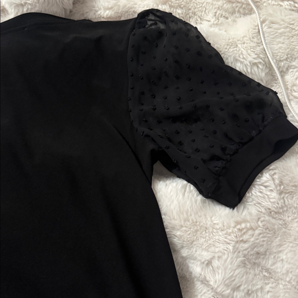 CeCe Black Blouse with Sheer Sleeves - Picture 6 of 6